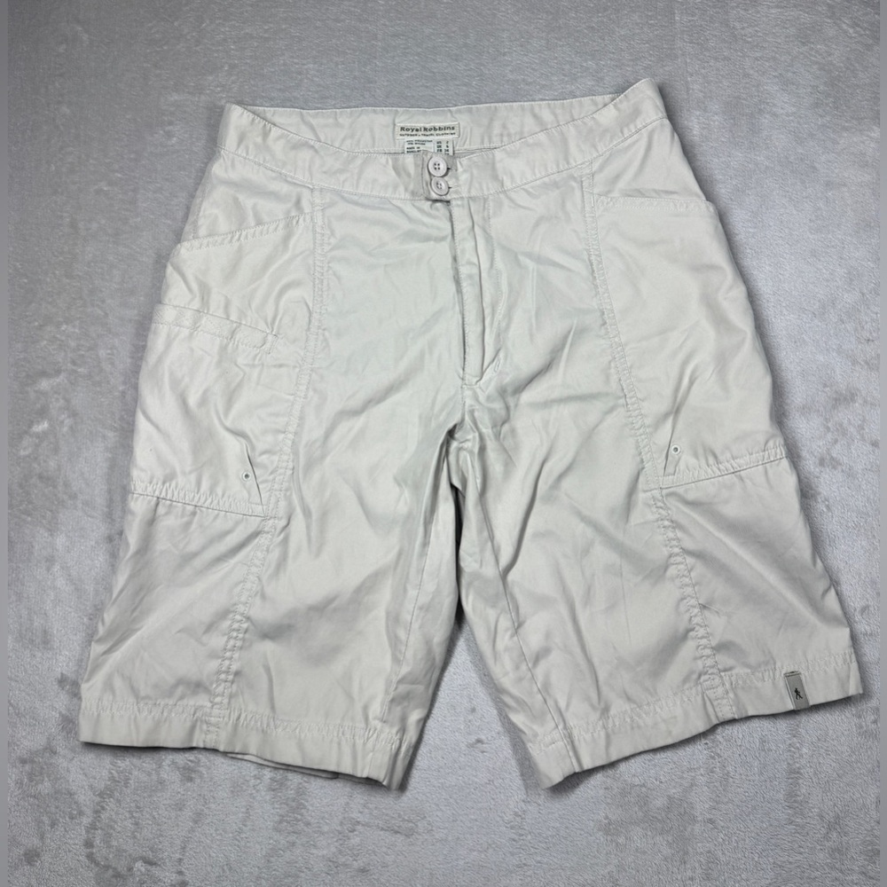 Royal Robbins Women’s Outdoor Hiking Zip Fly Lightweight Bermuda Cream Shorts 2